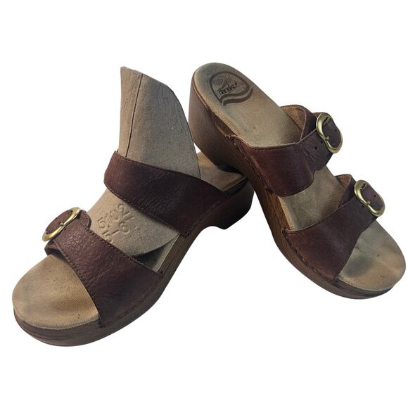 Dansko sz 37 Sophie teak 6.5 - 7 wedge sandal orthopedic comfortable brown EUC - Picture 3 of 7